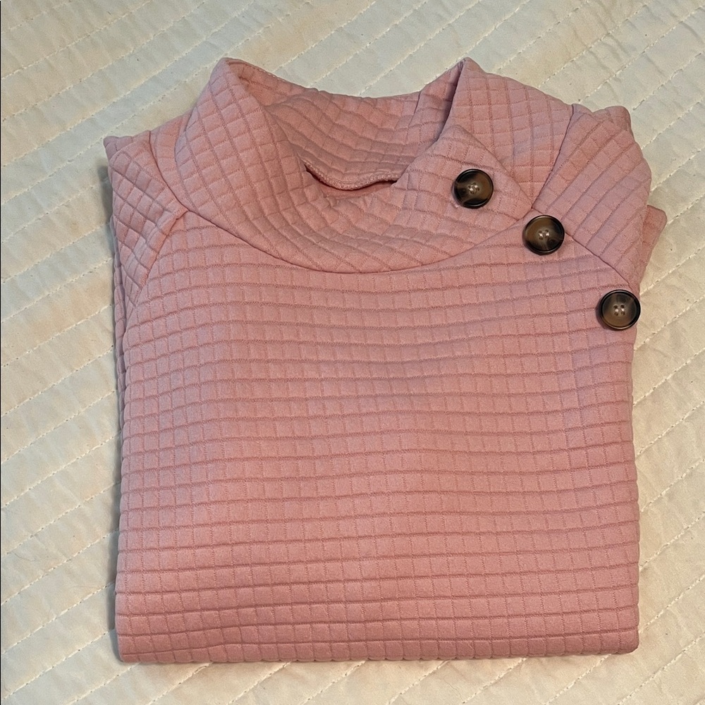 SHEIN Pink Cowl Neck Women's Sweater w/ Waffle Weave Pattern - Picture 11 of 11